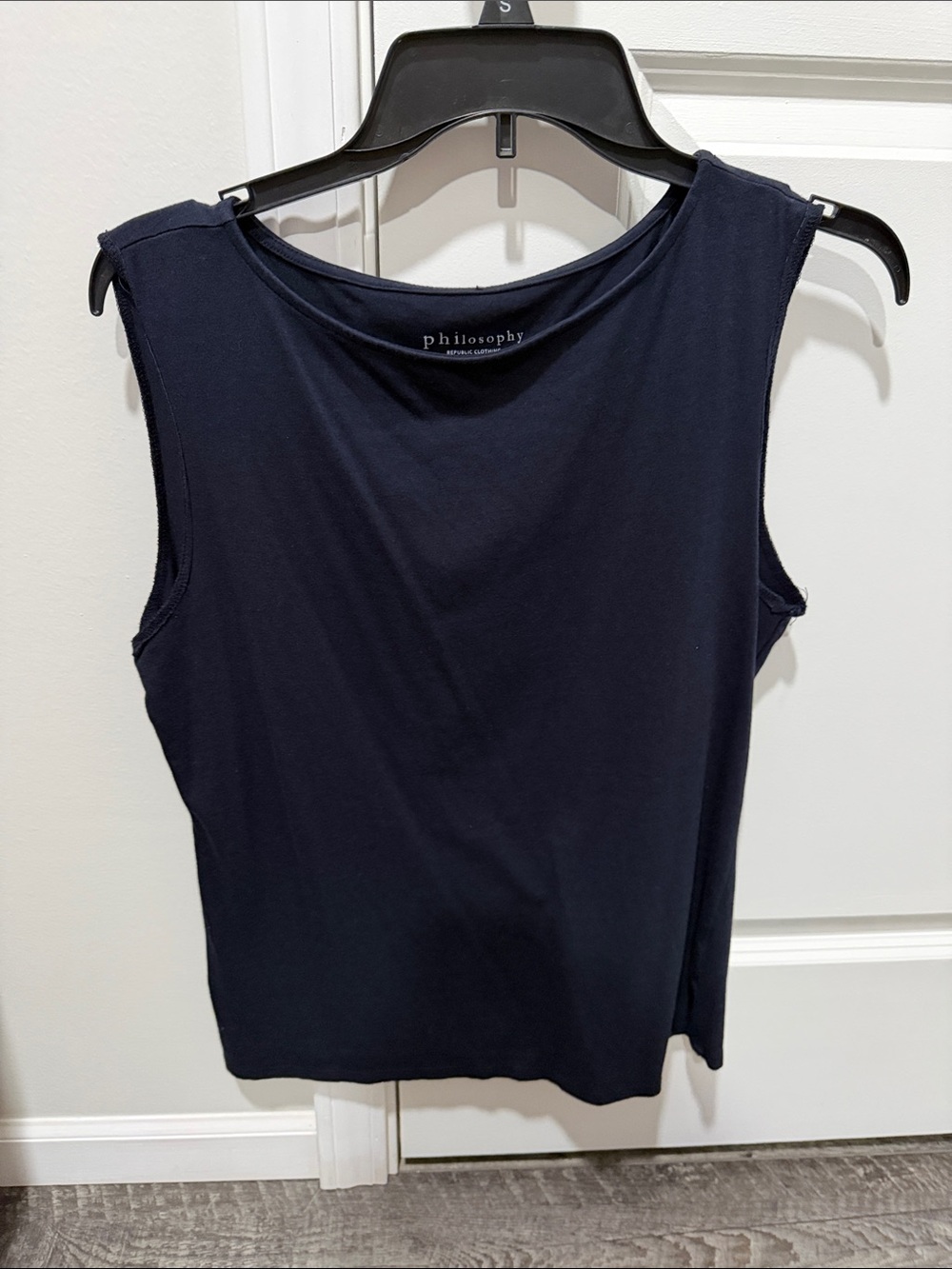 Philosophy Sleeveless Navy Crewneck Tank Top